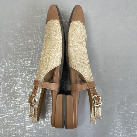 Vionic Petaluma Slingback Flats Raffia Leather Cap Toe Arch Support Shoes 7.5 M - Picture 14 of 14